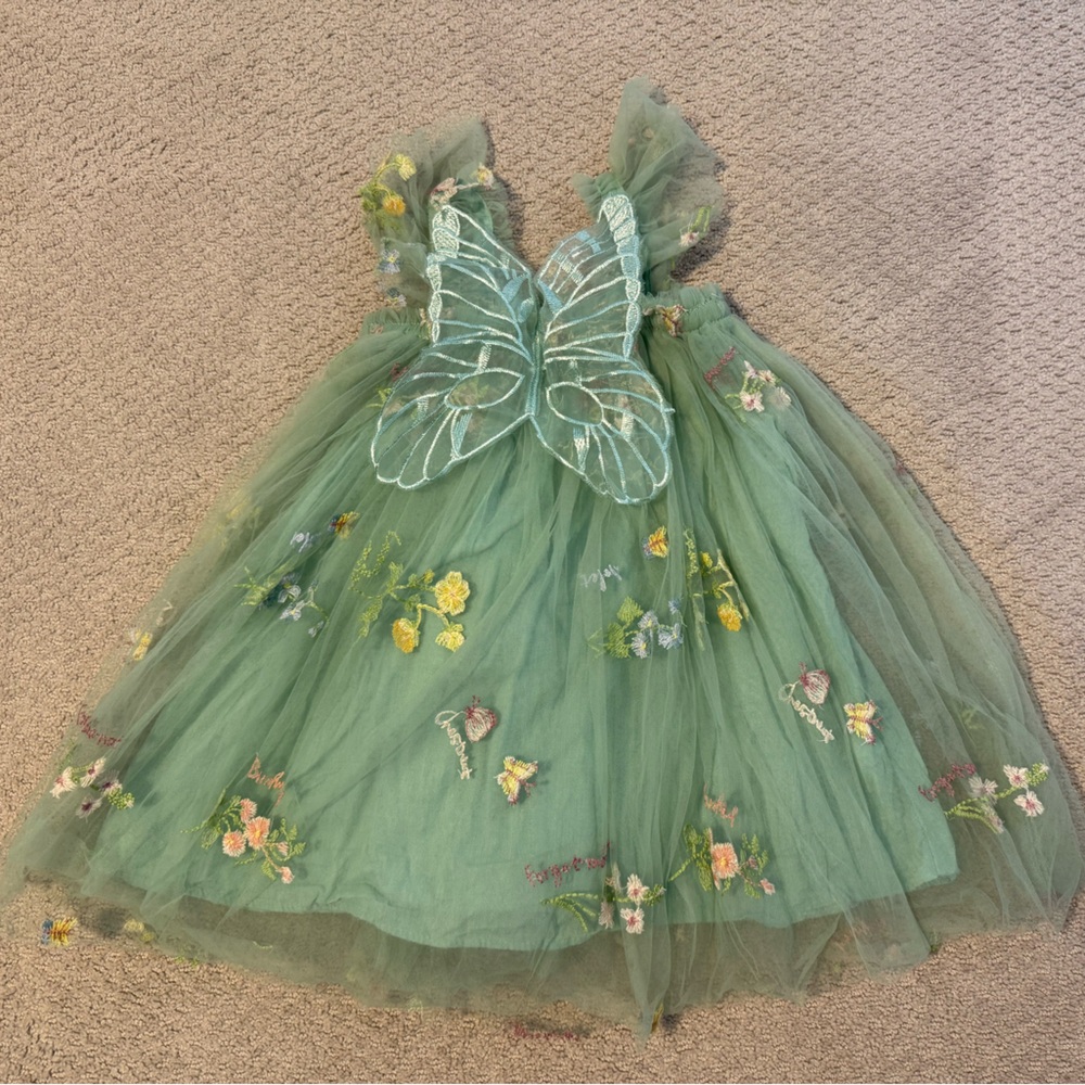 Green Floral Embroidered Dress